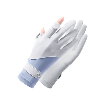Women’s Ice Silk Summer Gloves Patchwork Touchscreen Sun Protection Gloves UPF50+
